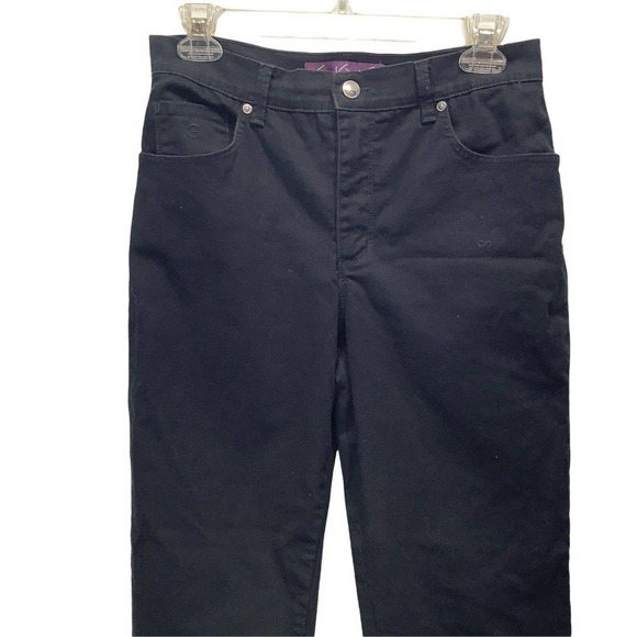 GLORIA Vanderbilt High Waist Amanda Jeans Sz 6 Stretch Denim Black Tapered Studs - Picture 4 of 8